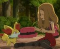 Serena et son nouveau Pokémon Feunnec