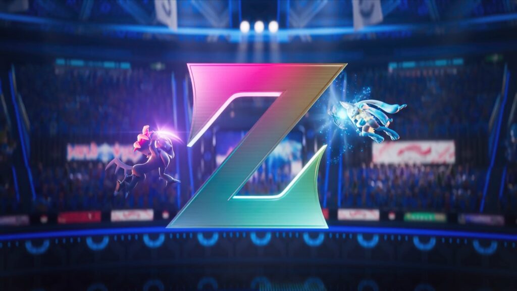 Le logo Z des Méga-Évolutions Z dans l'arène de Pokémon Champions