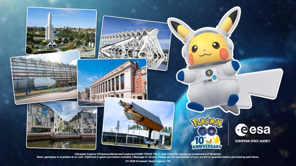 Pikachu astronaute dans Pokémon GO devant les musées partenaires