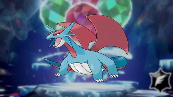 Drattak devant un cristal de raid Téracristal dans Pokémon Écarlate et Violet