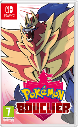 Jaquette de Pokémon Bouclier, avec Zamazenta.
