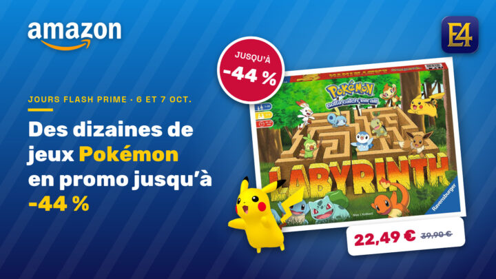 Visuel Jours Flash Prime : la boîte du Labyrinthe Pokémon à 22,49 € au lieu de 39,90 €, jusqu'à -44 % sur les jeux Pokémon