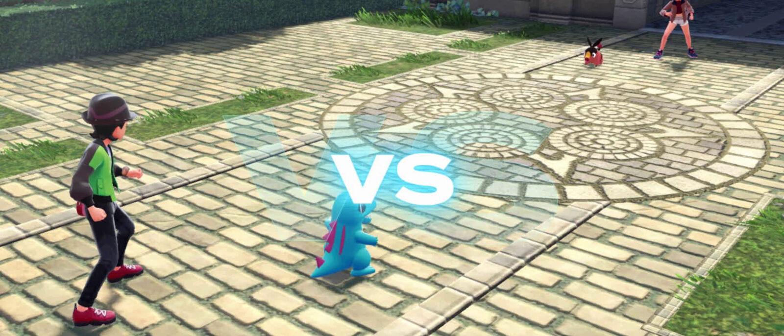 Combat Pokémon sur une place d'Illumis dans Légendes Pokémon : Z-A