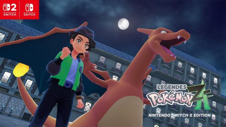 Un Dresseur et son Dracaufeu de nuit à Illumis dans Légendes Pokémon : Z-A