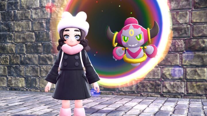 Hoopa sort d'un anneau de distorsion aux côtés d'une Dresseuse dans Légendes Pokémon : Z-A – Méga-Dimension