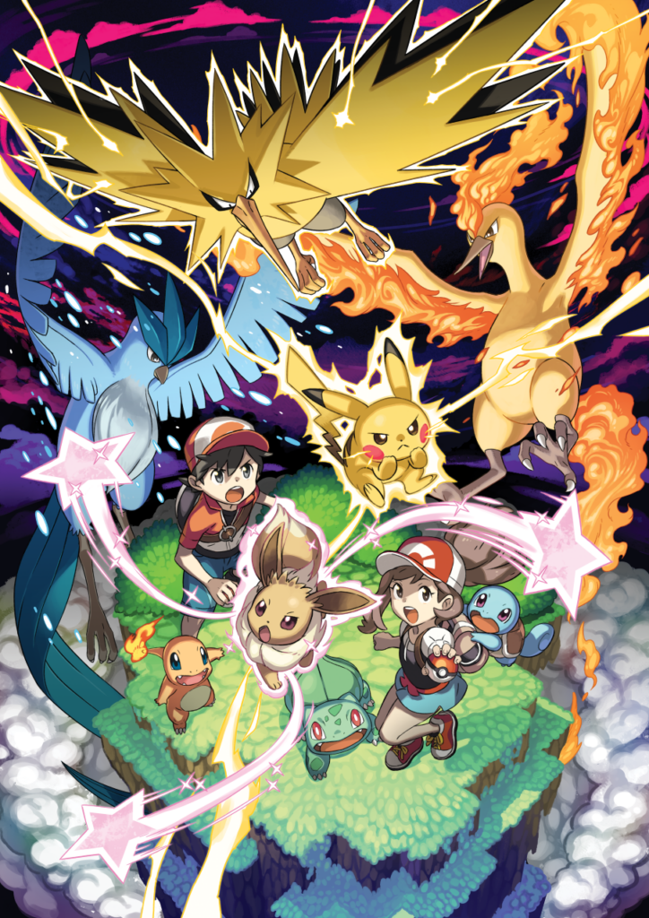 Artikodin, Électhor et Sulfura dans Let’s Go.