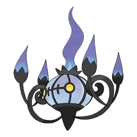 Illustration officielle de Lugulabre, Pokémon de type Spectre et Feu