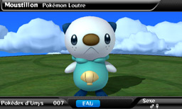 Moustillon dans le Pokédex 3D.