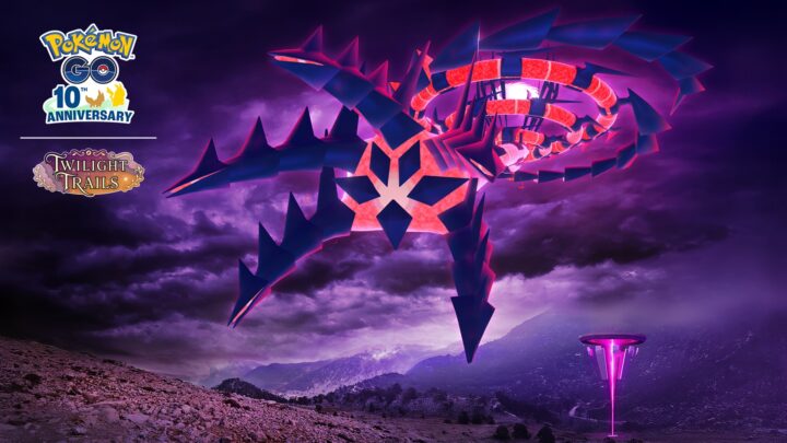 Éthernatos Infinimax domine un ciel violet au-dessus d'une Source d'Énergie dans Pokémon GO