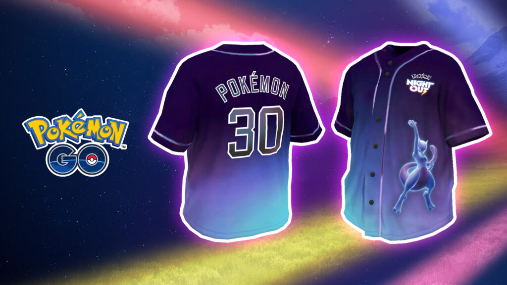 Le maillot de baseball Pokémon Night Out numéro 30 pour l'avatar de Pokémon GO
