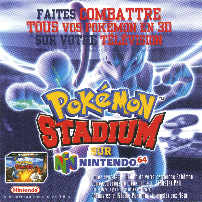 Le prospectus publicitaire français de Pokémon Stadium, en 2000.