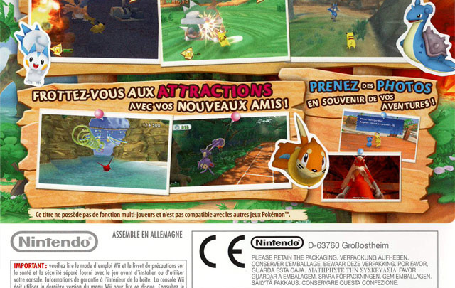 Le dos de la jaquette de PokéPark Wii