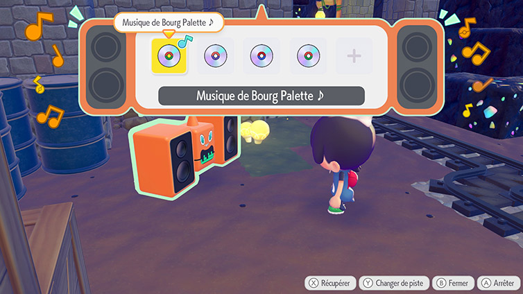 Menu de DJ Motisma en français affichant la Musique de Bourg Palette et des emplacements de CD