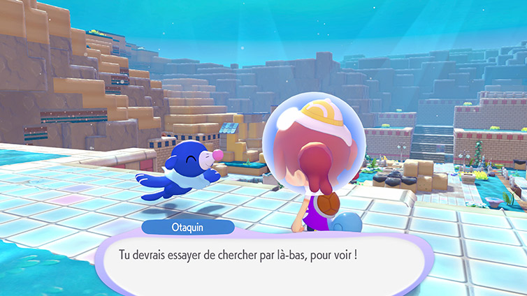 Métamorph en tenue de plongée face à Otaquin, qui lui conseille de chercher plus loin, sous l'eau