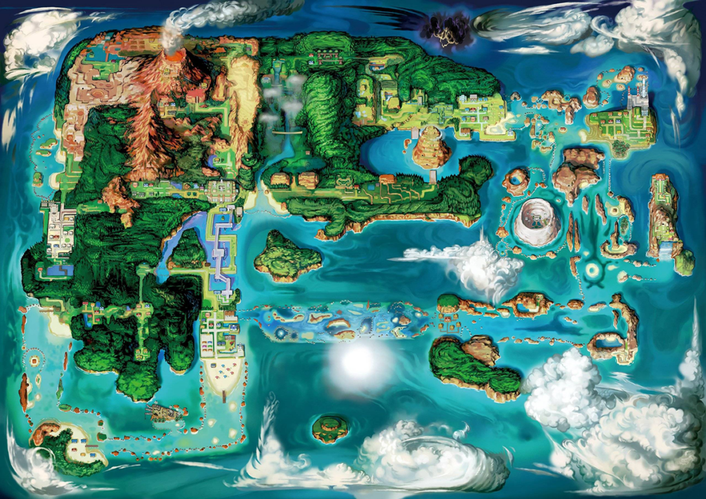 La carte de Hoenn dans Pokémon Rubis Oméga et Saphir Alpha.