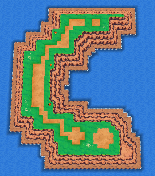 The map of Crescent Isle, shaped like a crescent.