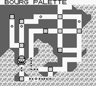 La carte de Kanto au départ de Bourg-Palette