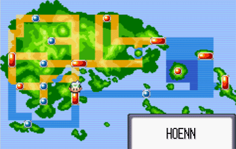 Sélectionnez une destination sur la carte de la région de Hoenn !