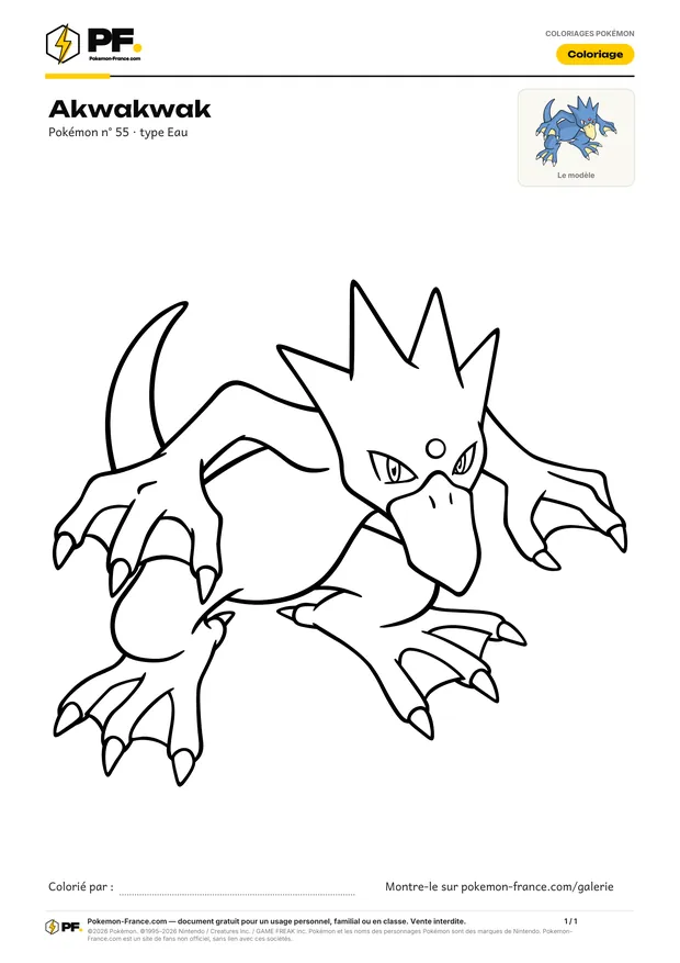 Coloriage Akwakwak à imprimer au format A4