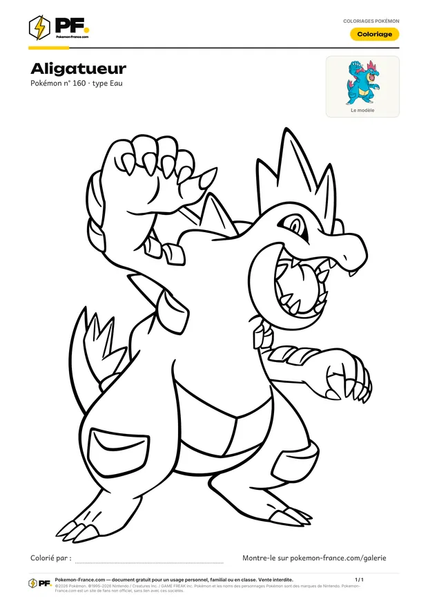 Coloriage Aligatueur à imprimer au format A4