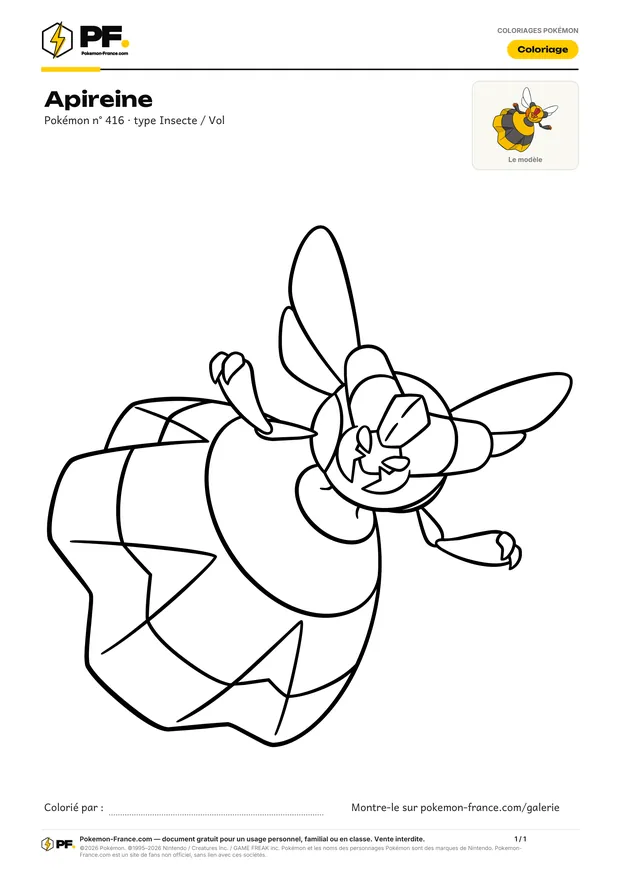 Coloriage Apireine à imprimer au format A4