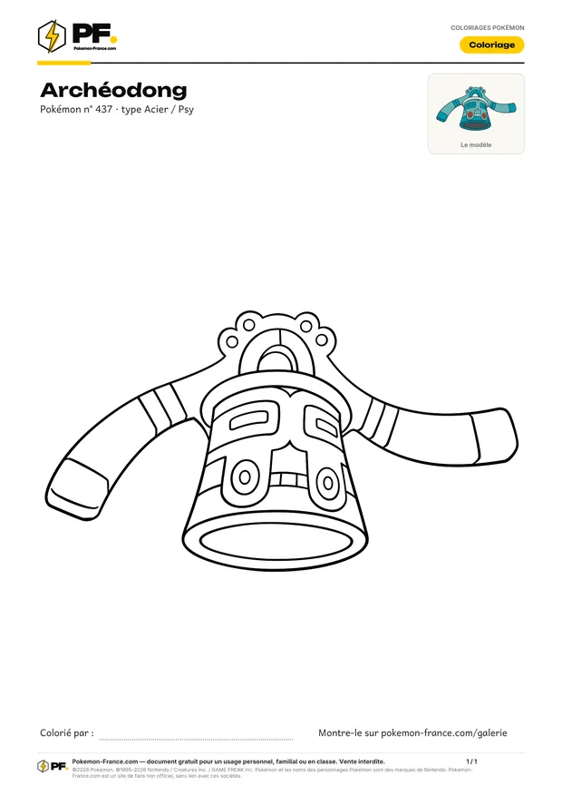 Coloriage Archéodong à imprimer au format A4