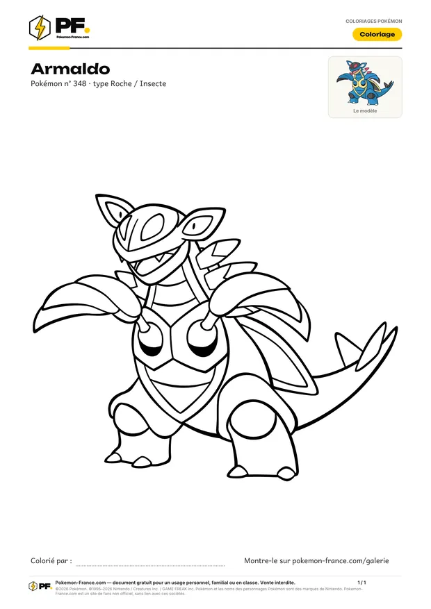 Coloriage Armaldo à imprimer au format A4