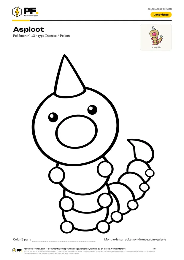 Coloriage Aspicot à imprimer au format A4