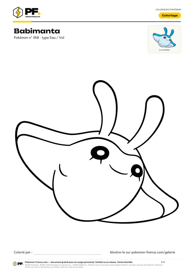 Coloriage Babimanta à imprimer au format A4