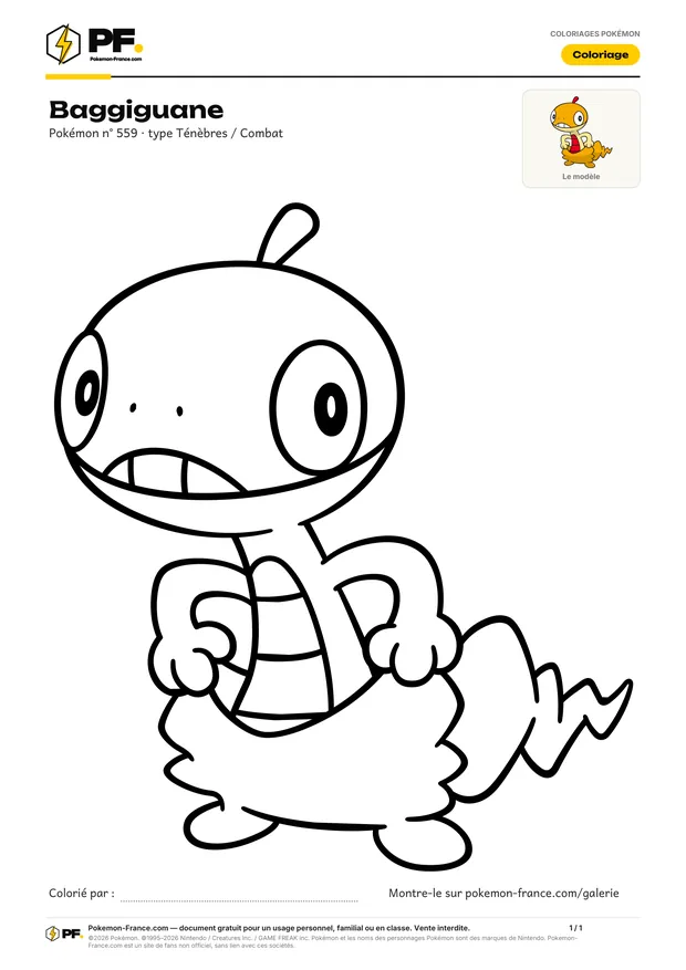 Coloriage Baggiguane à imprimer au format A4