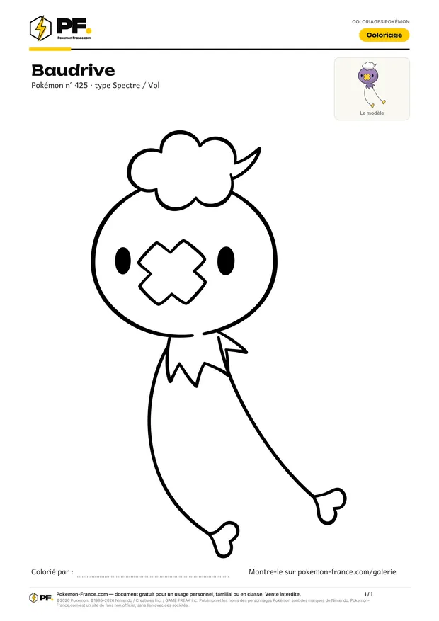 Coloriage Baudrive à imprimer au format A4