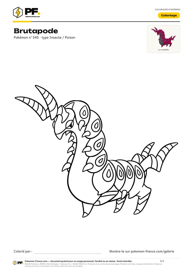 Coloriage Brutapode à imprimer au format A4