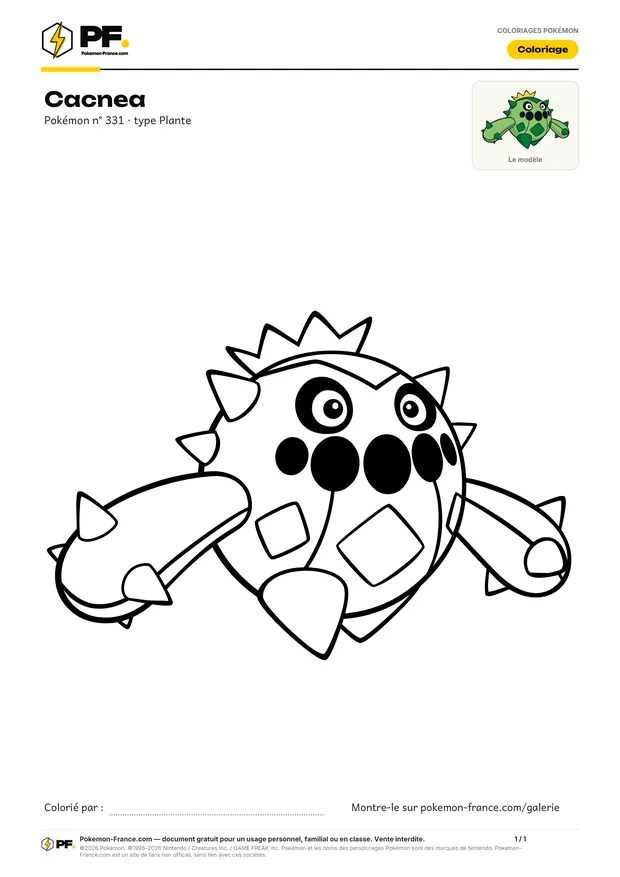 Coloriage Cacnea à imprimer au format A4