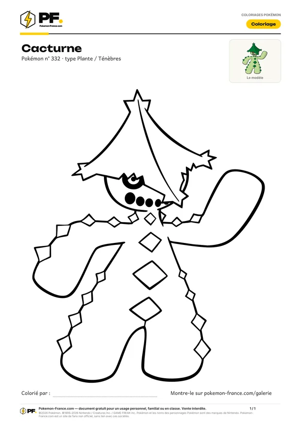 Coloriage Cacturne à imprimer au format A4