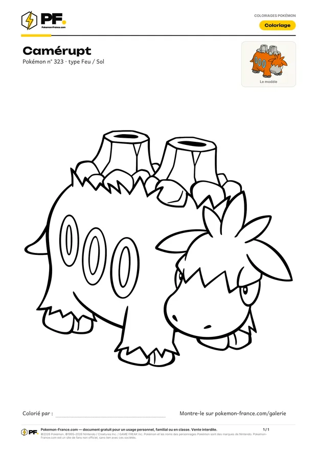 Coloriage Camérupt à imprimer au format A4