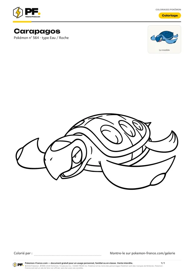 Coloriage Carapagos à imprimer au format A4