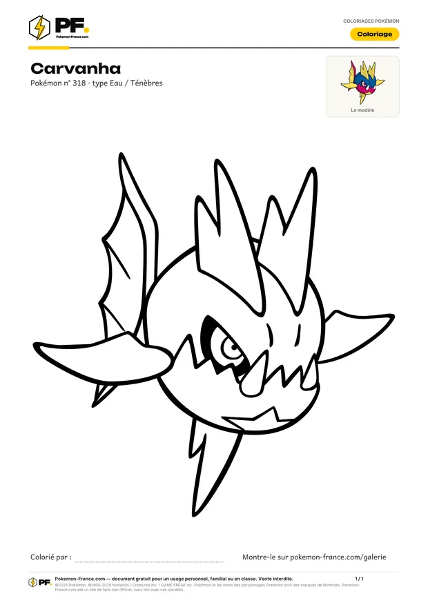 Coloriage Carvanha à imprimer au format A4