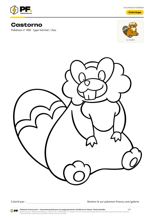 Coloriage Castorno à imprimer au format A4