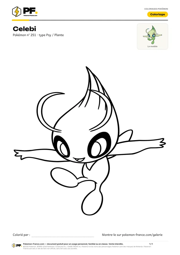 Coloriage Celebi à imprimer au format A4