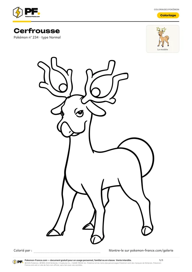 Coloriage Cerfrousse à imprimer au format A4