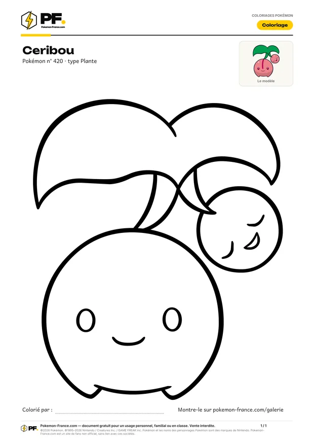 Coloriage Ceribou à imprimer au format A4