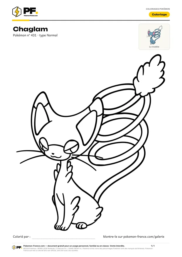 Coloriage Chaglam à imprimer au format A4