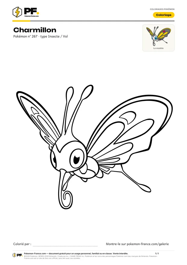 Coloriage Charmillon à imprimer au format A4