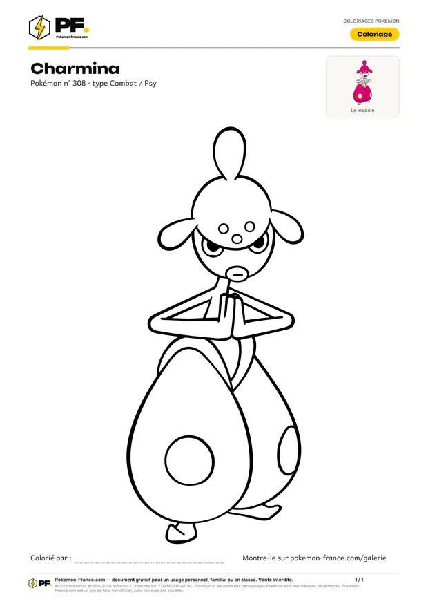 Coloriage Charmina à imprimer au format A4