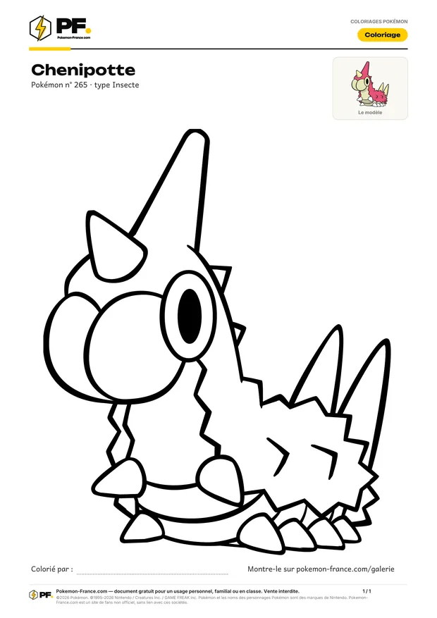 Coloriage Chenipotte à imprimer au format A4