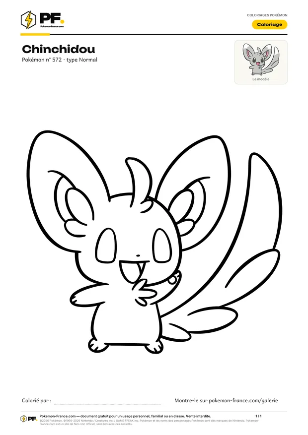 Coloriage Chinchidou à imprimer au format A4