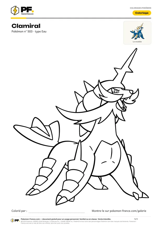 Coloriage Clamiral à imprimer au format A4