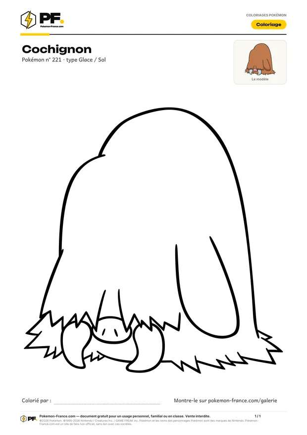 Coloriage Cochignon à imprimer au format A4
