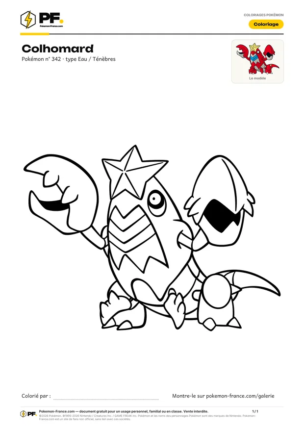 Coloriage Colhomard à imprimer au format A4