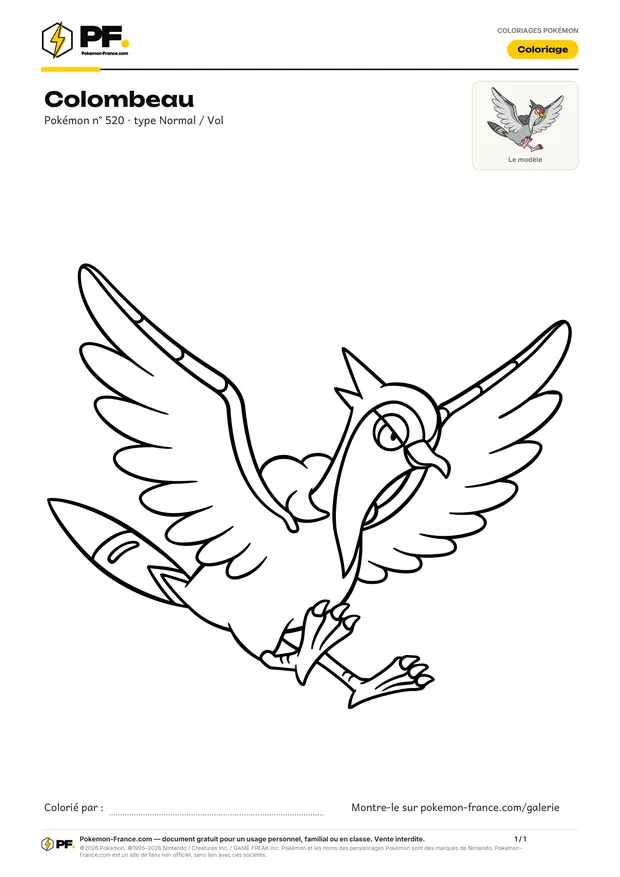 Coloriage Colombeau à imprimer au format A4